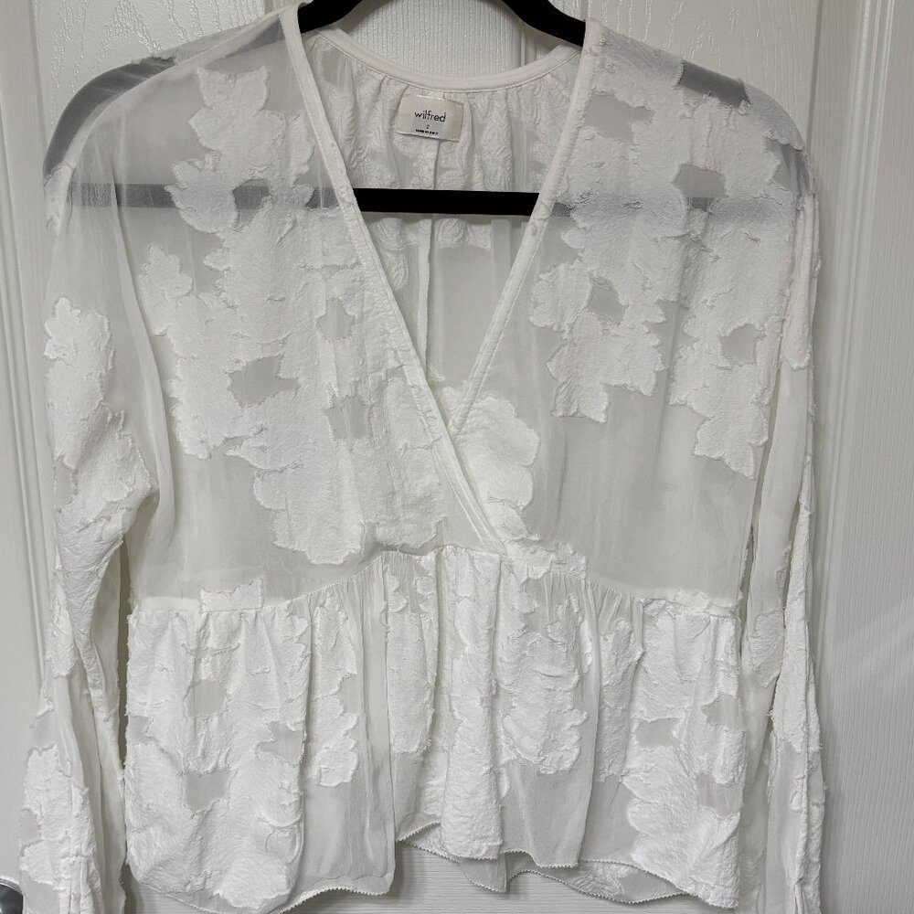 Aritzia Wilfred Floral Cropped Blouse